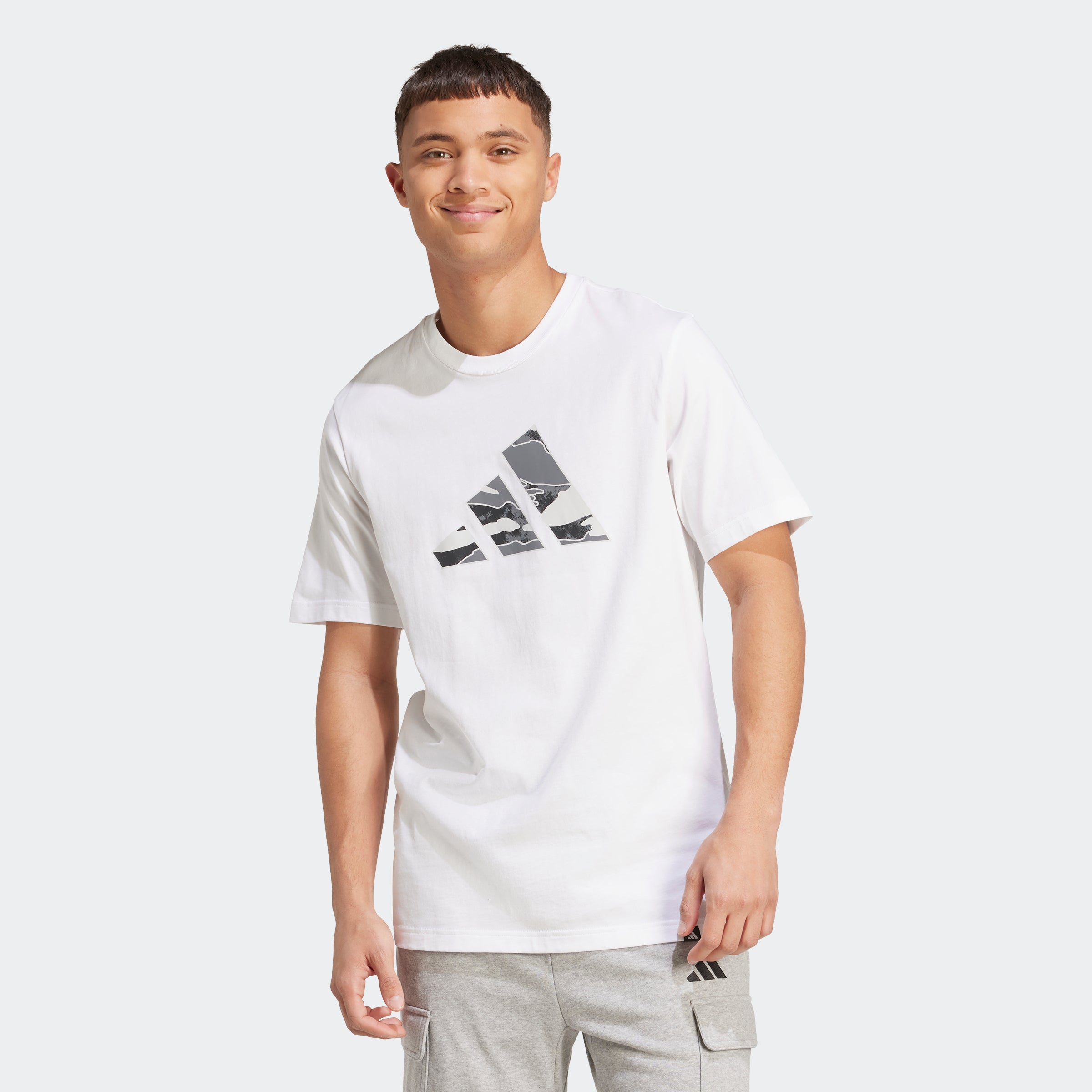 Adidas Men Camo Logo Graphic T-Shirt White