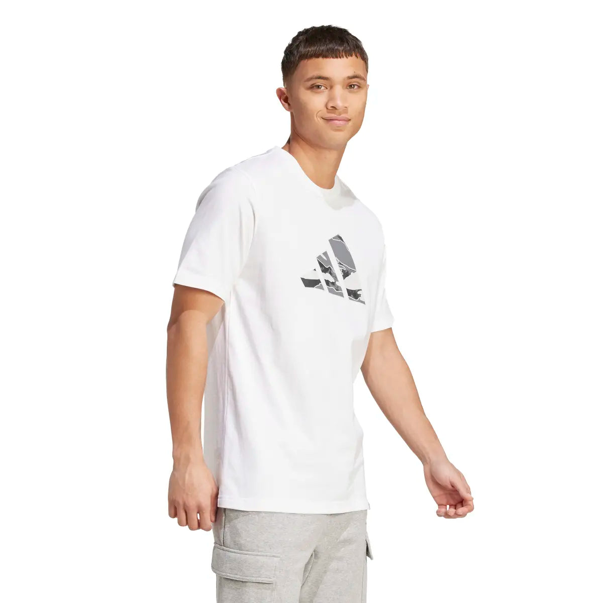 Adidas Men Camo Logo Graphic T-Shirt White