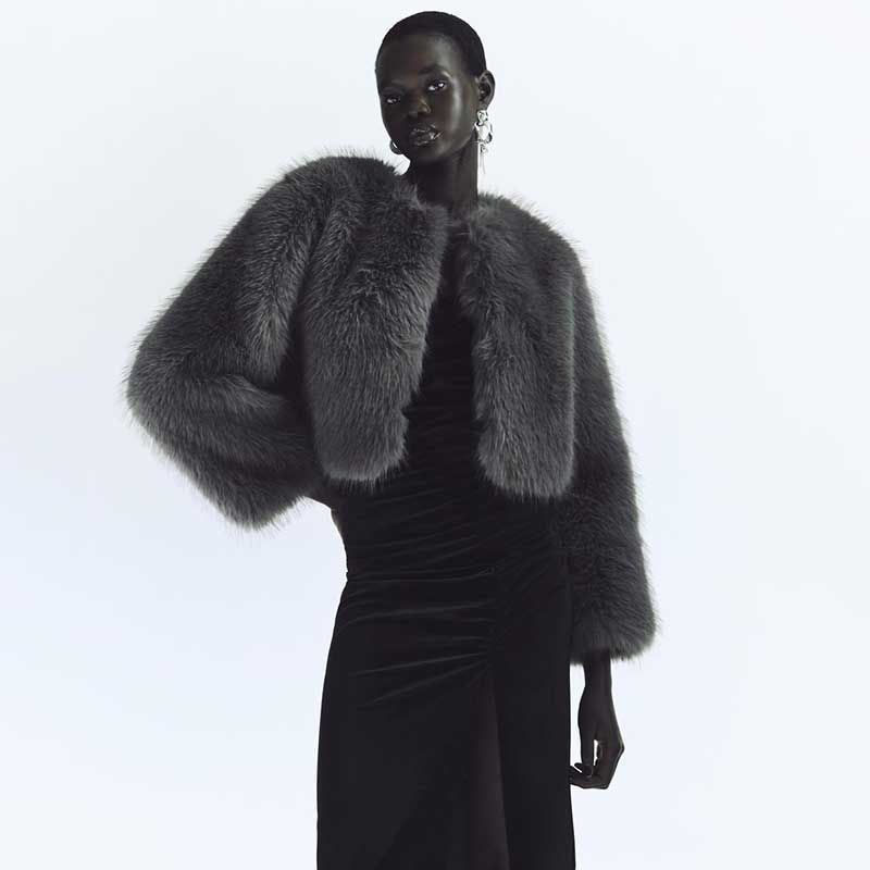 ZARA women faux fur jacket